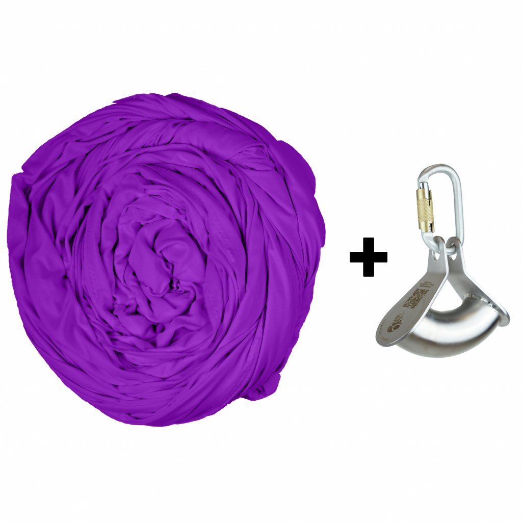 [C08/LIL] Aerial silk with hanging cylinder (Lilac, 8m)